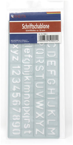 RHEITA Schriftschablone, transparent, 10 mm Schrifthöhe, A-Z und 0-9