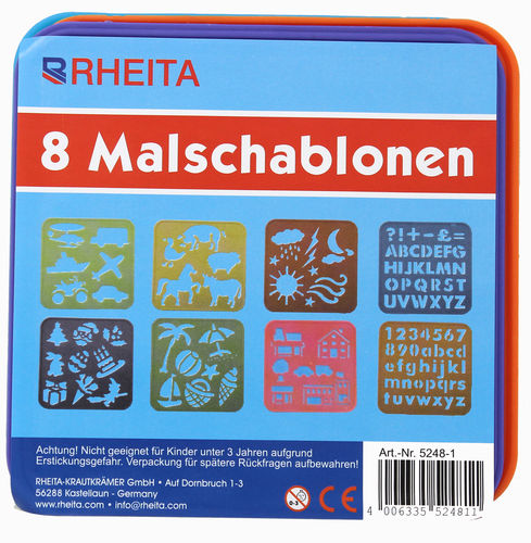 RHEITA Malschablonen-Set, 8 verschiedene Themen und Farben pro Pack, ideal für Kinder zum Lernen
