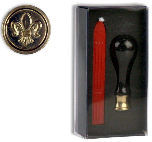 RHEITA Siegelstempel-Set bestehend aus Petschaft und Wachsstift,schwarz/rot,in Geschenkbox