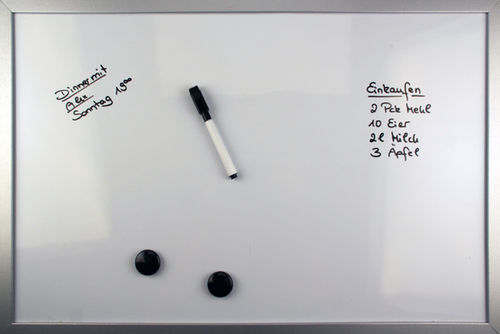 RHEITA Whiteboard magnetisch mit Alurahmen 90 x 60 cm inkl. 2 Magnete und Boardmarker
