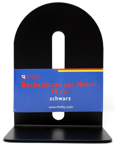 RHEITA Buchstützen aus Metall mit abgerundete Kanten, schwarz,  16,5 cm