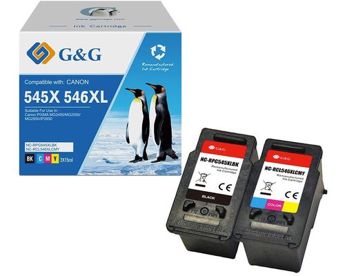 2 G&G Druckerpatronen kompatibel mit Canon PG-545 / C 546 1x Schwarz, 1x Color
