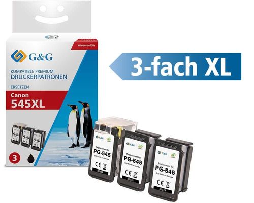 G&G Druckerpatronen-Set kompatibel mit Canon PG-545 Schwarz, 1x Adapter + 3x -Tintentanks